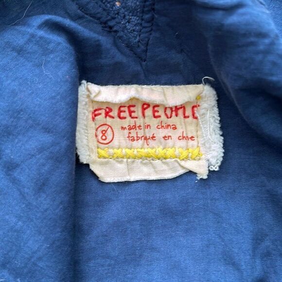 Free People Boho Lined Tank Dress Blue with circle pattern Sz 8 - Picture 9 of 16